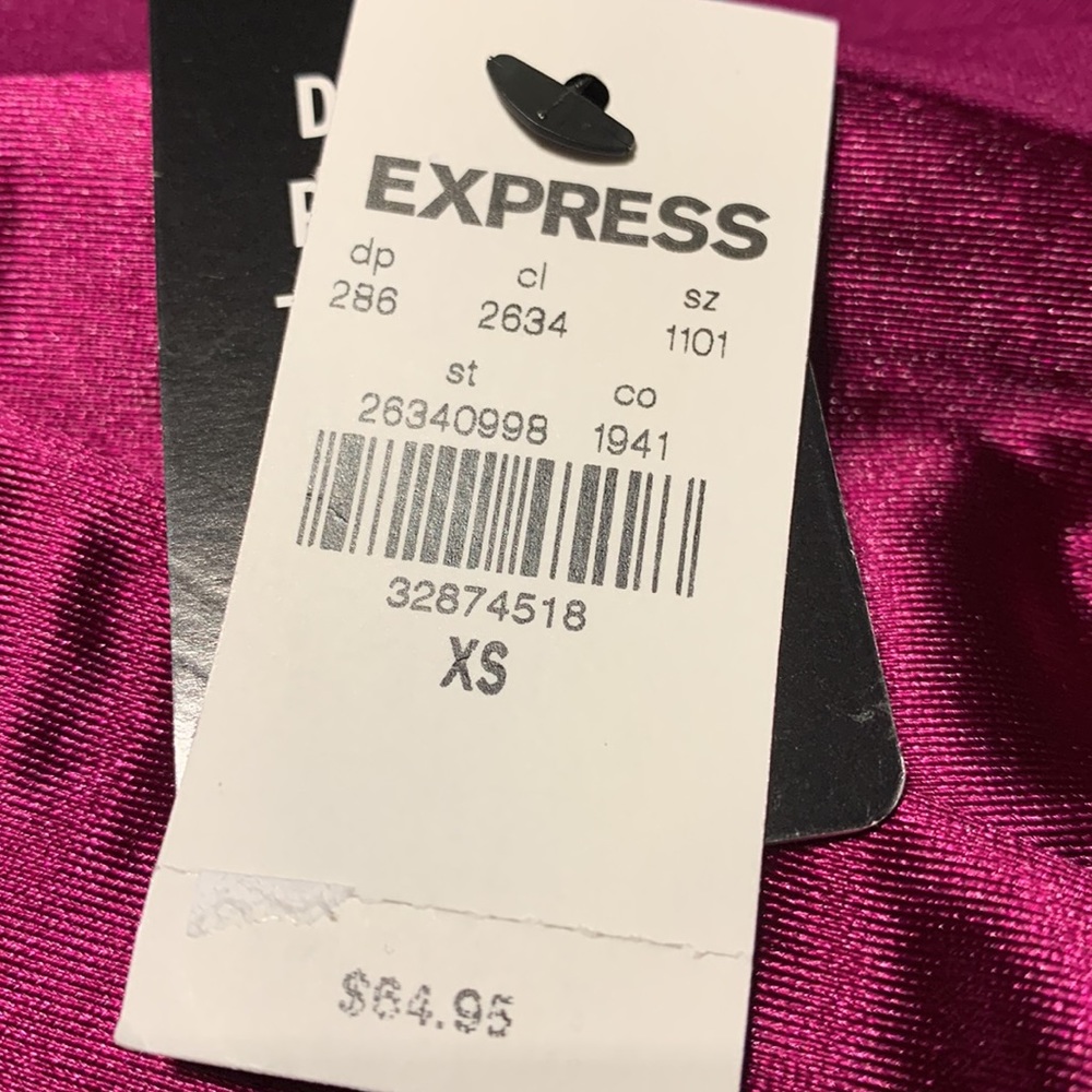 Express Magenta Satin Off The Shoulder Thong Bodysuit Size XS NWT - Picture 12 of 15
